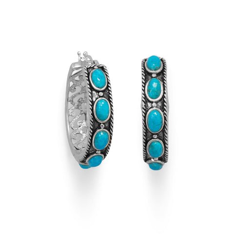 Ornate Turquoise Hoop Earrings — The JewelCrave